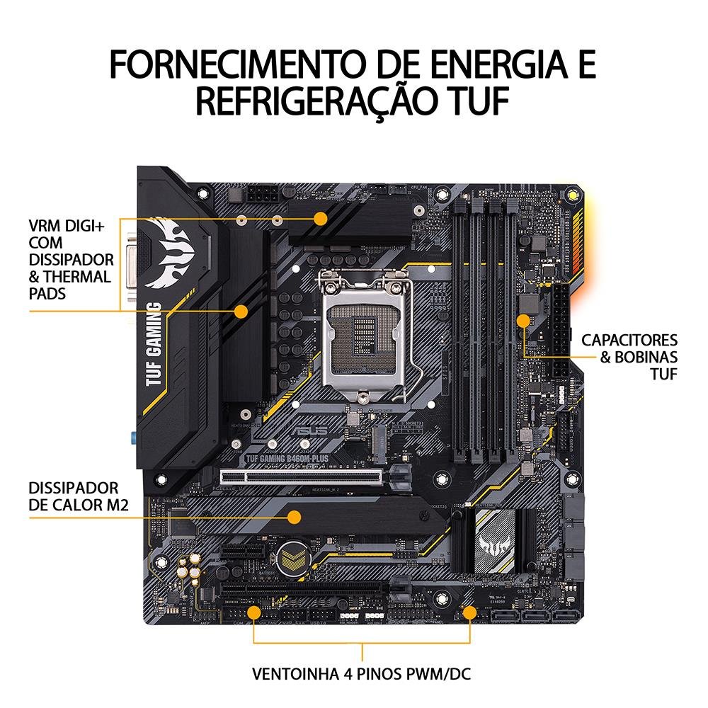 Placa mãe (intel) asus b460m-plus tuf gaming ddr4 lga 1200 10° geração