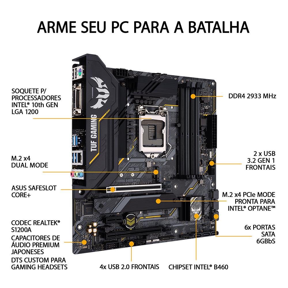 Placa mãe (intel) asus b460m-plus tuf gaming ddr4 lga 1200 10° geração