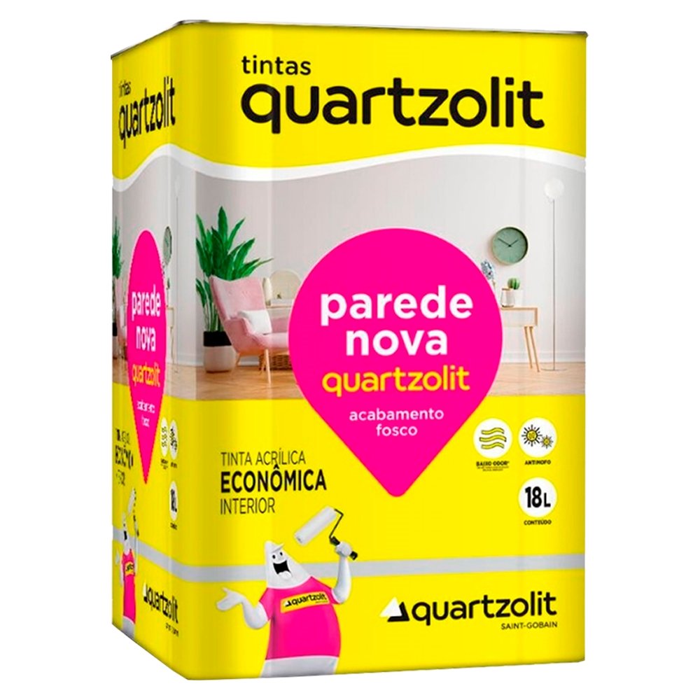 Tinta Acrílica Quartzolit Parede Nova Econômica Branco Gelo 18 Litros