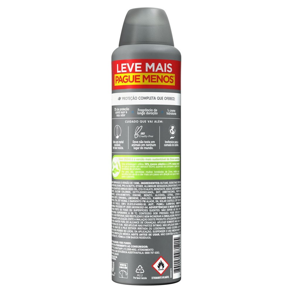 DESODORANTE DOVE AEROSOL MEN PROTECAO TOTAL 250ML