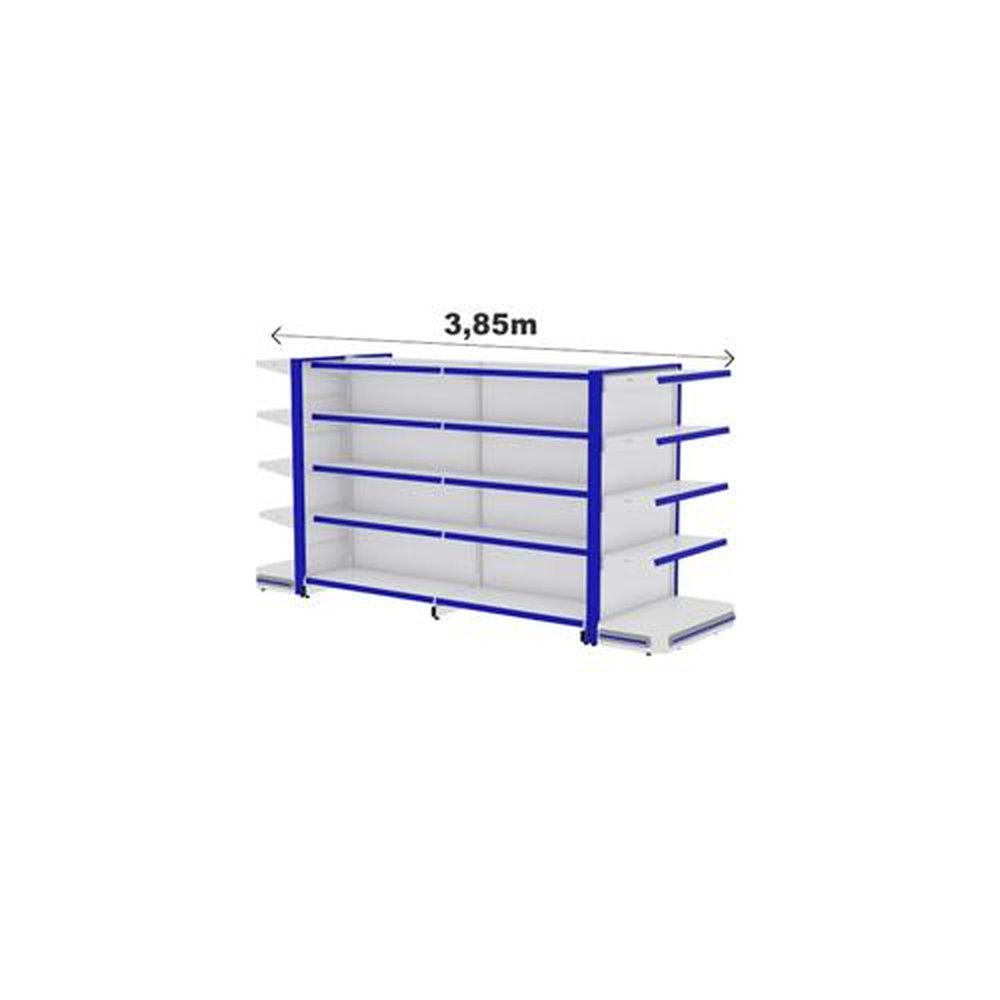 Combo Amapá Gôndola Gold Centro 1,75mX3,90mX0,80cm 1,00cm Com 28 Bandejas - Branco Com Azul