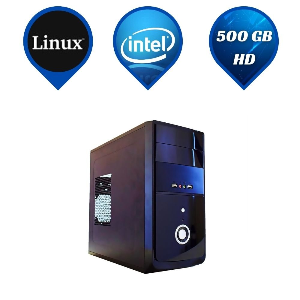 PC Desktop Everex Intel Dual Core, 2GB Memória, 500GB HD, DVD/RW e Linux