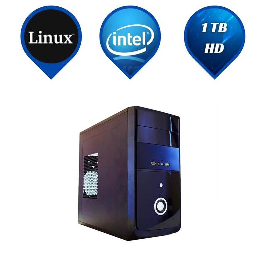 PC Desktop Everex Intel Dual Core, 4GB Memória, 1TB HD, DVD/RW e Linux