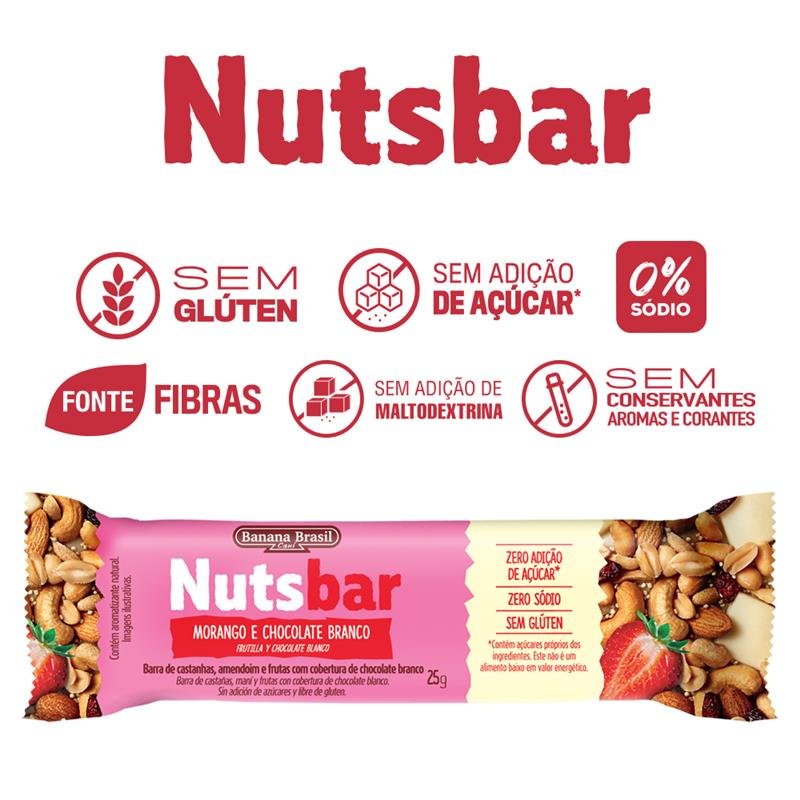 Nutsbar - Barra De Castanhas, Morango E Chocolate 25g - Pack Com 2 ...