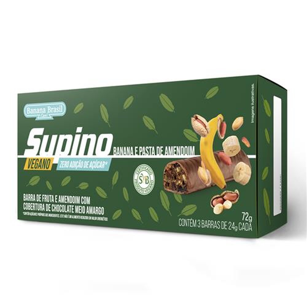 Barra de Frutas - Supino - Zero Calorias - Banana e Amendoim 30x03 - Pack com 3 unidades - Cx c/ 30 Pack