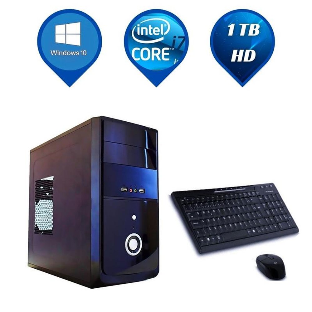 PC Desktop Everex Intel Core i7-4770, 4GB Memória, 1TB HD, DVD/RW e Windows 10 + Kit