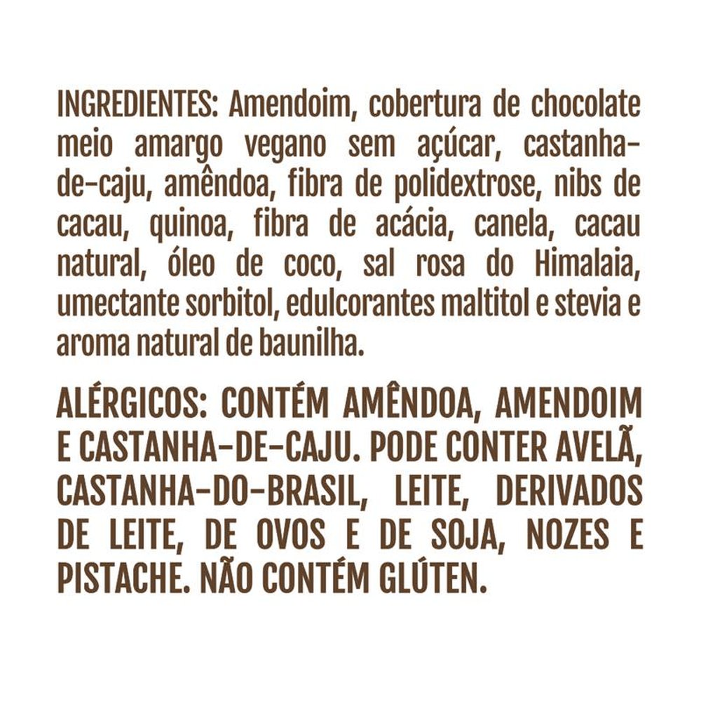 NutsBITES - Bombom de Castanhas, Amendoim, Nibs de Cacau e Canela, Cobertura Chocolate Meio Amargo - Vegano 15g - Display com 26 unidades
