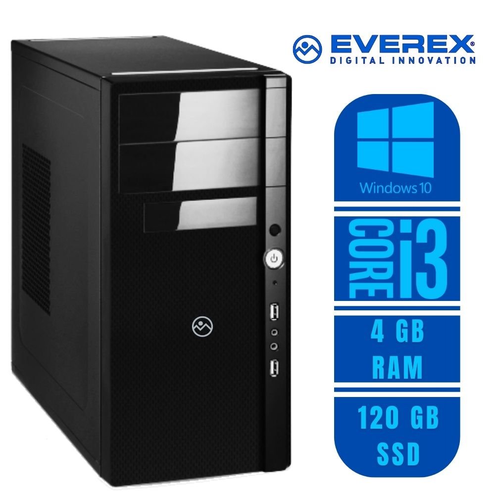 Computador Intel® Core i3-330M, 4GB Memória, 120GB SSD e Windows - Everex