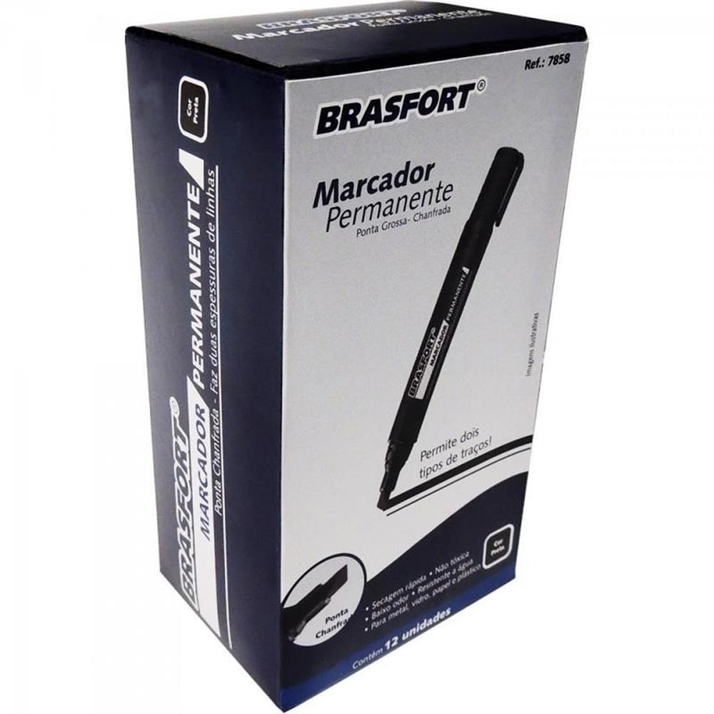 Caneta Marcador Permanente PONTA GROSSA Preto BRASFORT