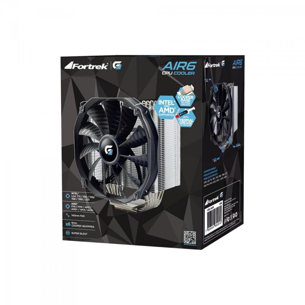 Cooler Para CPU 146x99x160mm AIR6 FORTREK Un.Venda: PC/1