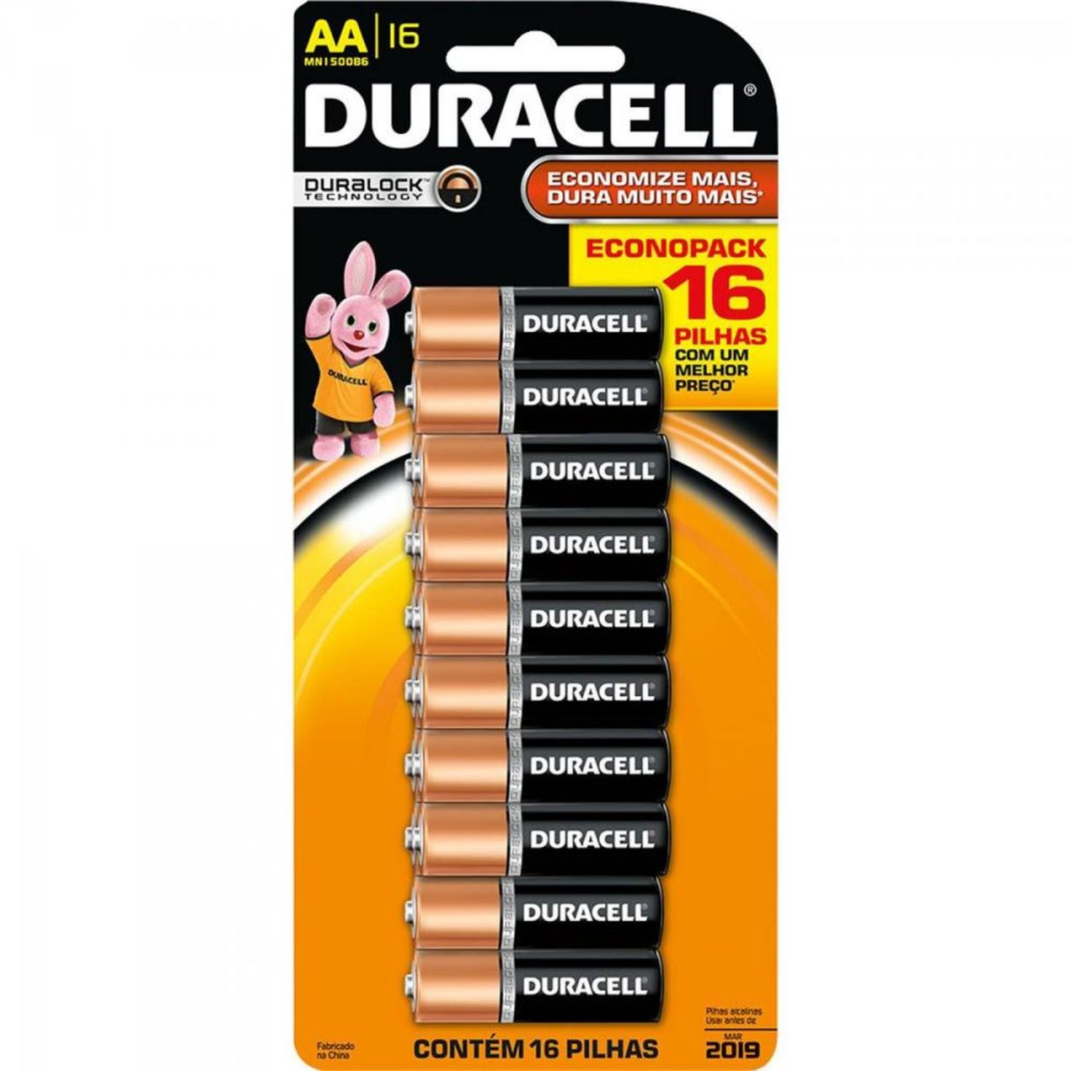 Pilha Alcalina AA (Cartela c/ 16 pilhas) DURACELL Un.Venda: CAR/16