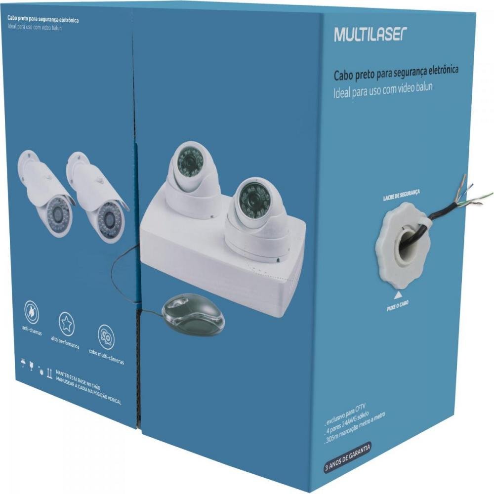 Cabo CCI CFTV 305m 0,50mm SE-139 Preto MULTILASER Un.Venda: CX/305