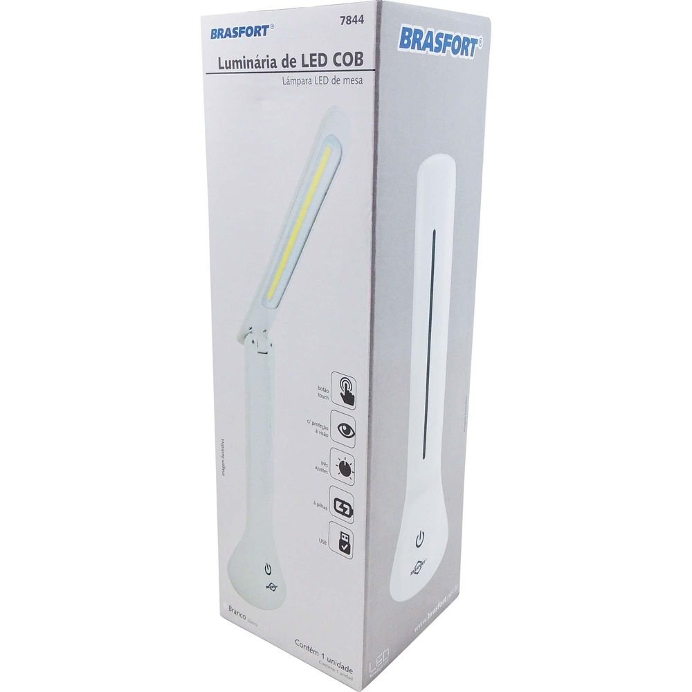 Luminária de Mesa LED COB Branca BRASFORT Un.Venda: PC/1