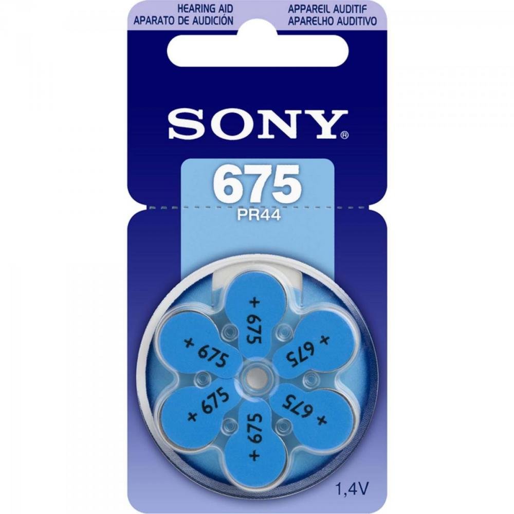 Pilha Auditiva 675 1,4V PR675 D6A (Cartela c/6 pilhas) SONY Un.Venda: CAR/6