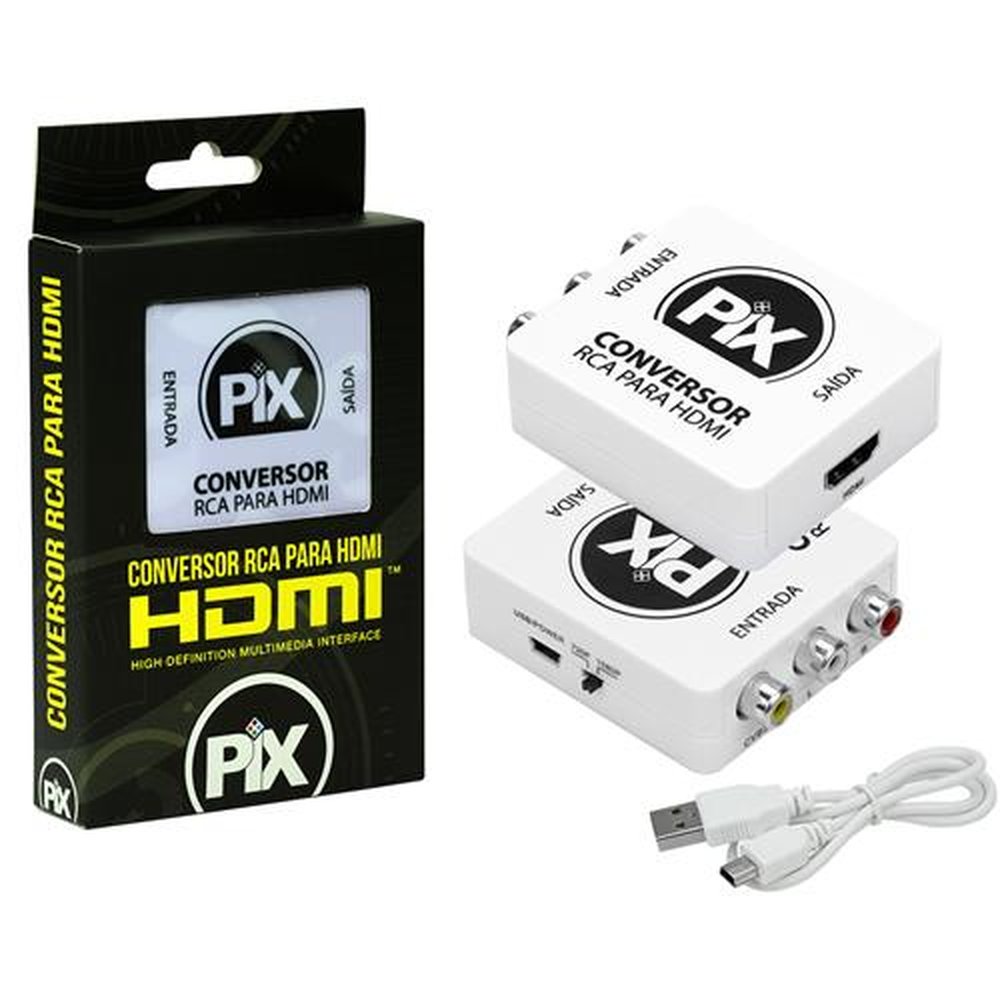 Conversor RCA para HDMI Branco PIX Un.Venda: PC/1