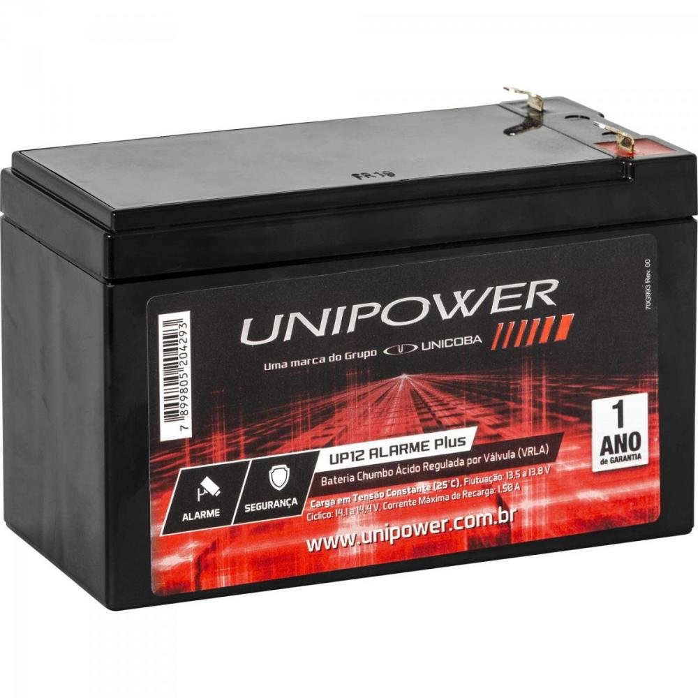 Bateria Selada 12V 5AH UP12 Alarmeplus Preta UNIPOWER Un.Venda: PC/1