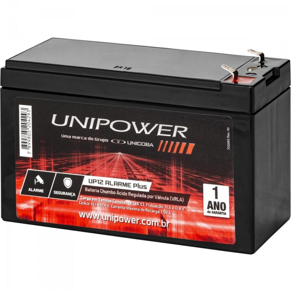 Bateria Selada 12V 5AH UP12 Alarmeplus Preta UNIPOWER Un.Venda: PC/1
