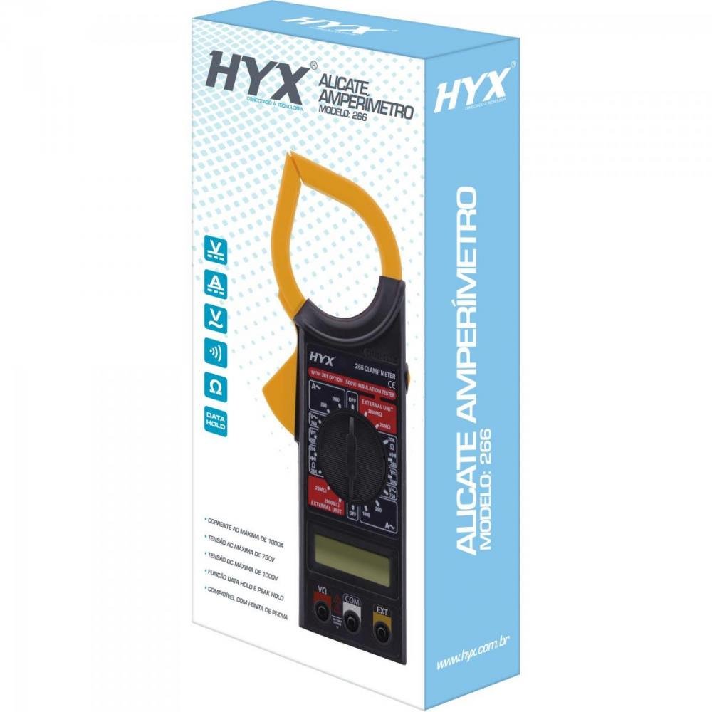 Alicate Amperímetro 6 funções 266 Preto HYX Un.Venda: PC/1
