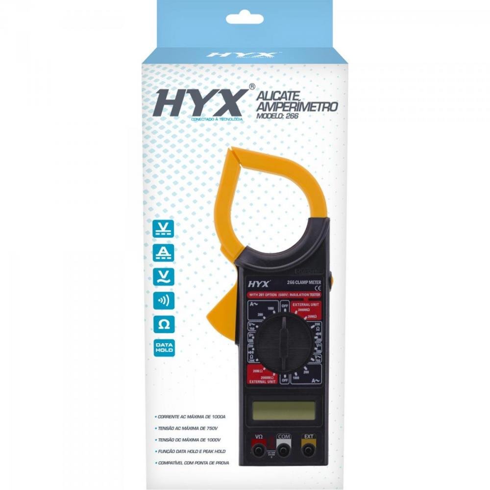 Alicate Amperímetro 6 funções 266 Preto HYX Un.Venda: PC/1