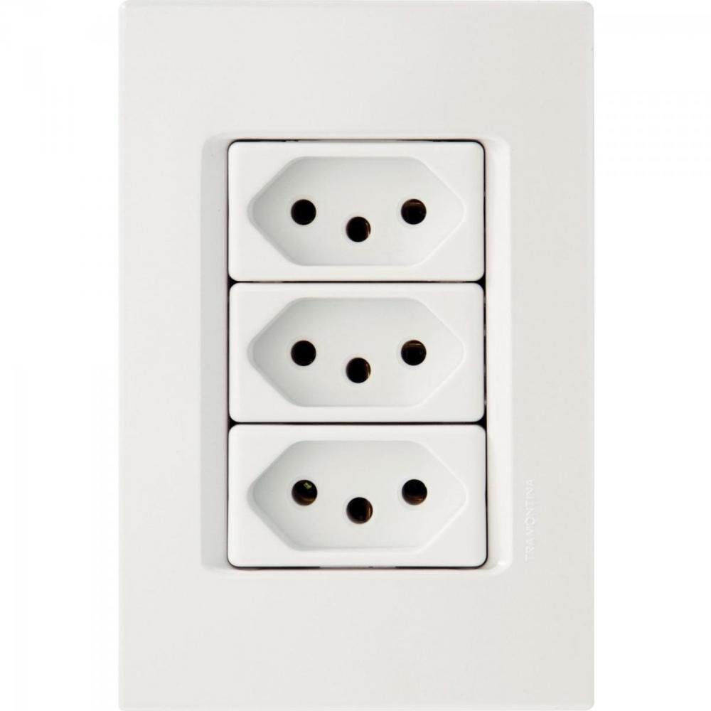 Tomada Tripla 4x2 c/ 3 Tomadas 2P+T 20A 250V Tablet Branco TRAMONTINA Un.Venda: PC/1