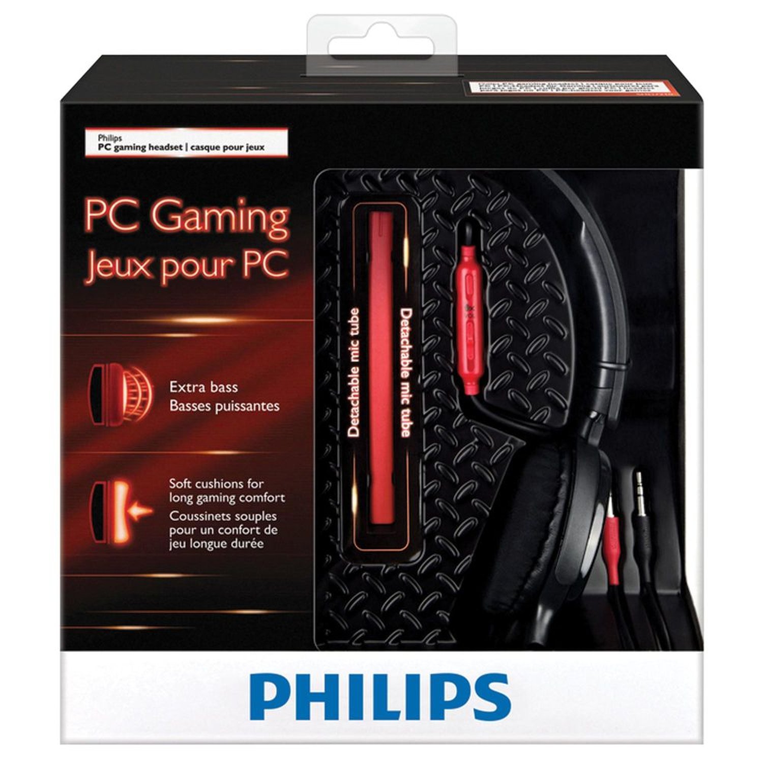 Headset Gamer com Microfone Desencaixável e Controle de Volume SHG7210/10 Preto/Vermelho PHILIPS Un