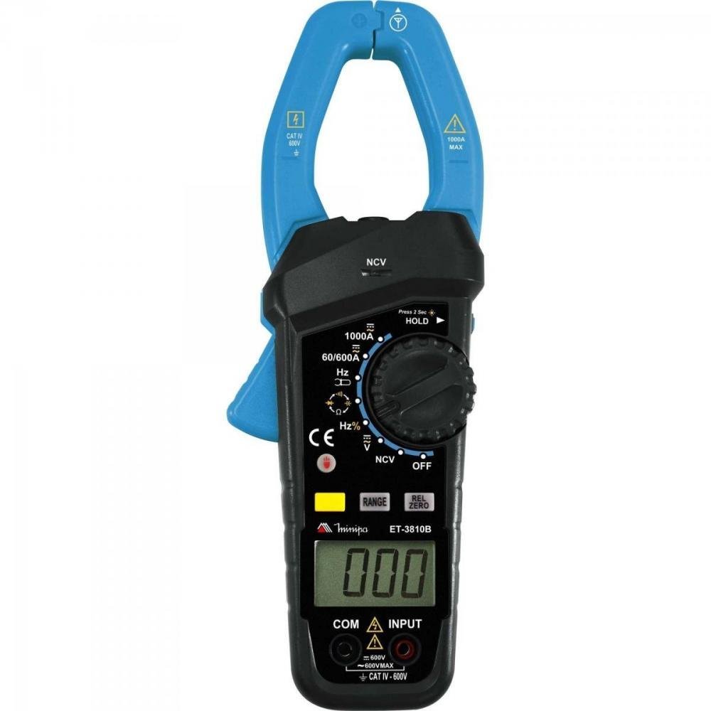 Alicate Amperímetro Digital ET3810B Azul Minipa Un.Venda: PC/1