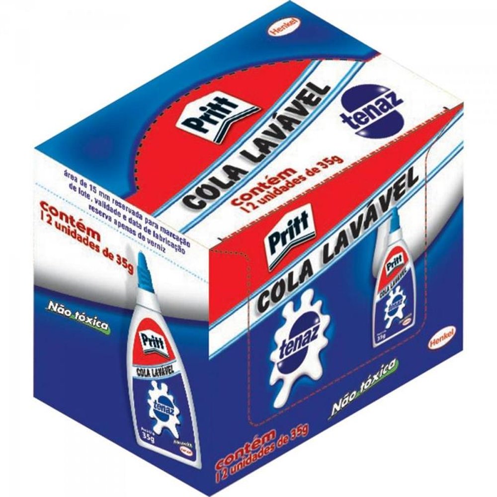 Cola Líquida 35g Tenaz Caixa com 12 Unidades Branca PRITT Un.Venda: CX/12