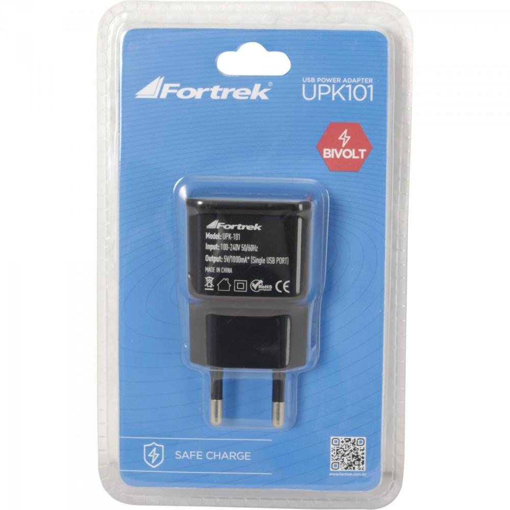 Fonte de Energia USB 1 Portas 1A UPK-101 Preto FORTREK Un.Venda: PC/1