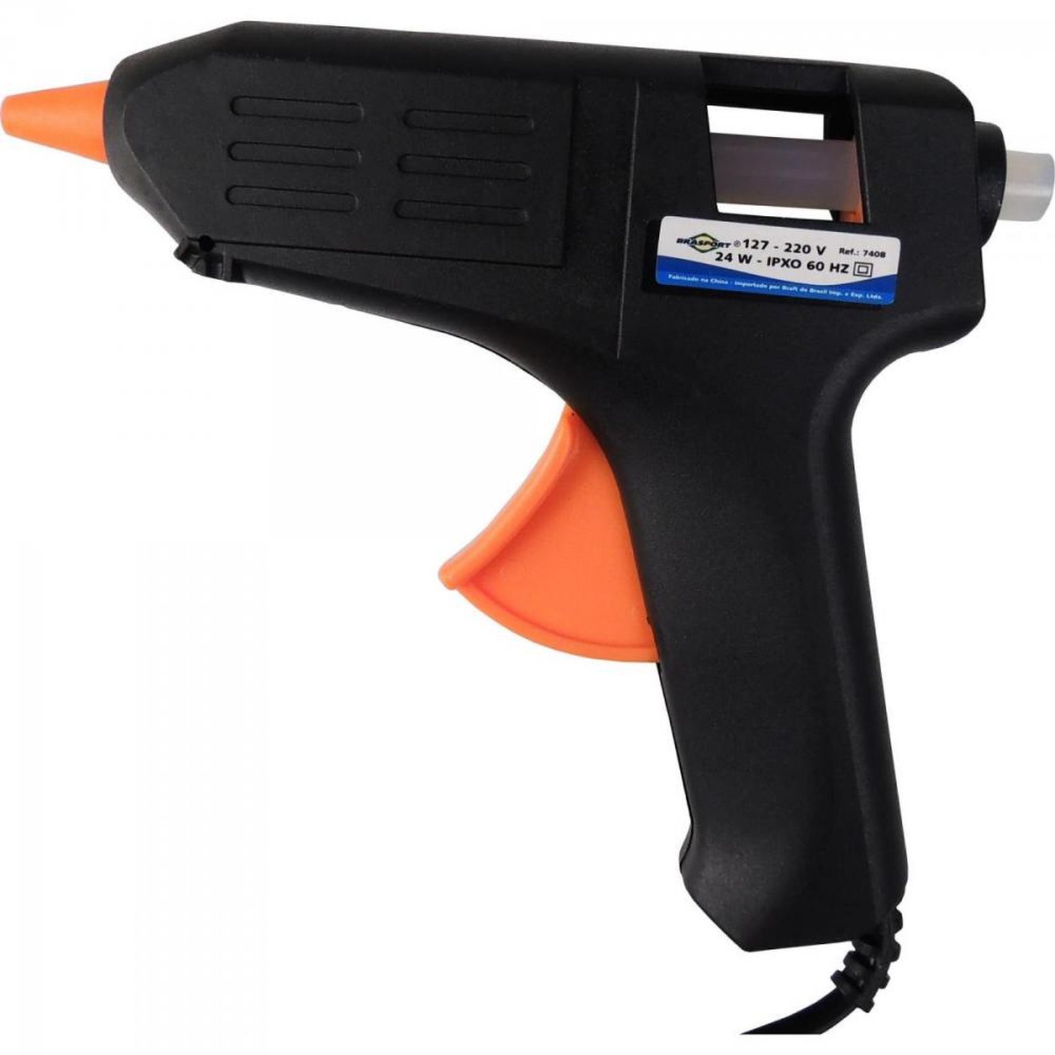 Pistola de Cola 24W Bivolt Preto BRASFORT Un.Venda: PC/1
