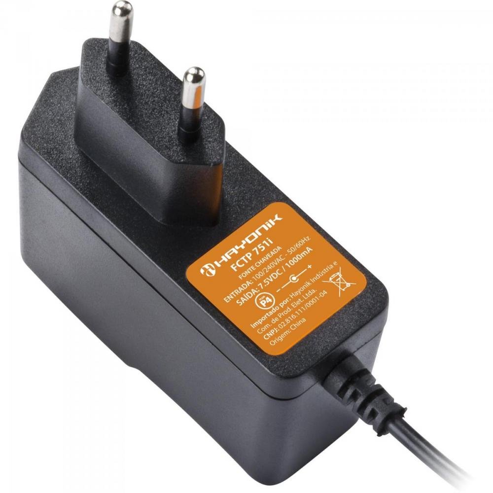 Fonte Chaveada 7,5VDC 1A 7,5W P4 C+ FCTP751I Bivolt HAYONIK