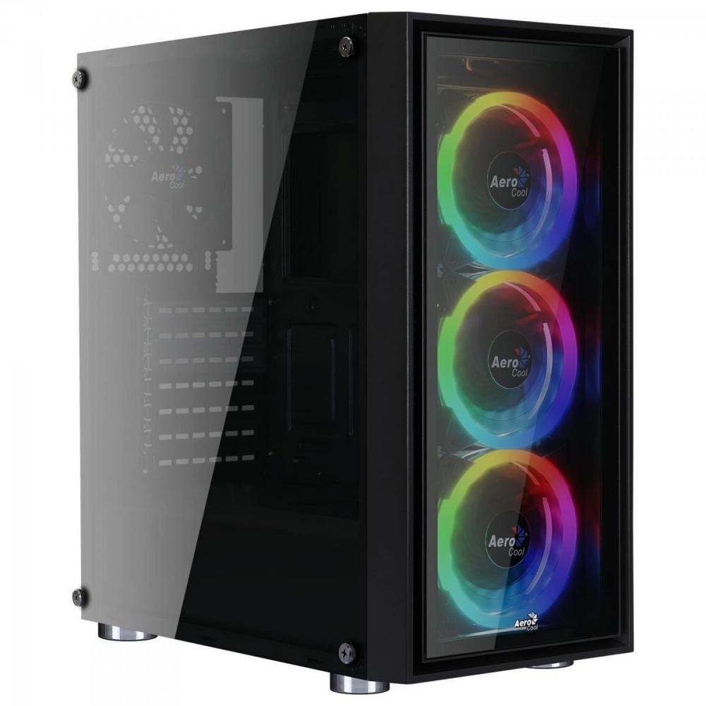 Gabinete Gamer Mid Tower Quartz Revo RGB Preto AEROCOOL Un.Venda: PC/1