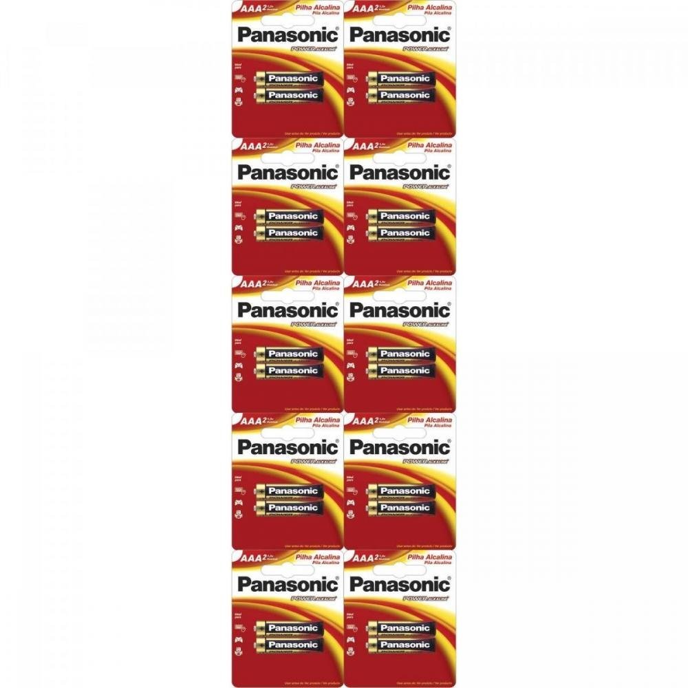 Pilha Alcalina AAA LR03-2BT (Caixa c/ 20 pilhas)(Cartela c/ 2 pilhas) PANASONIC Un.Venda: BLI/20