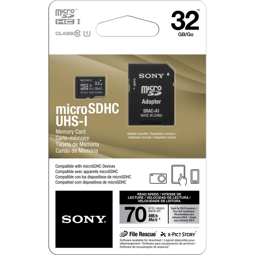Cartão de Memória 32GB Micro SDHC com Adaptador CLASSE 10 SR-32UY2 SONY Un.Venda: PC/1