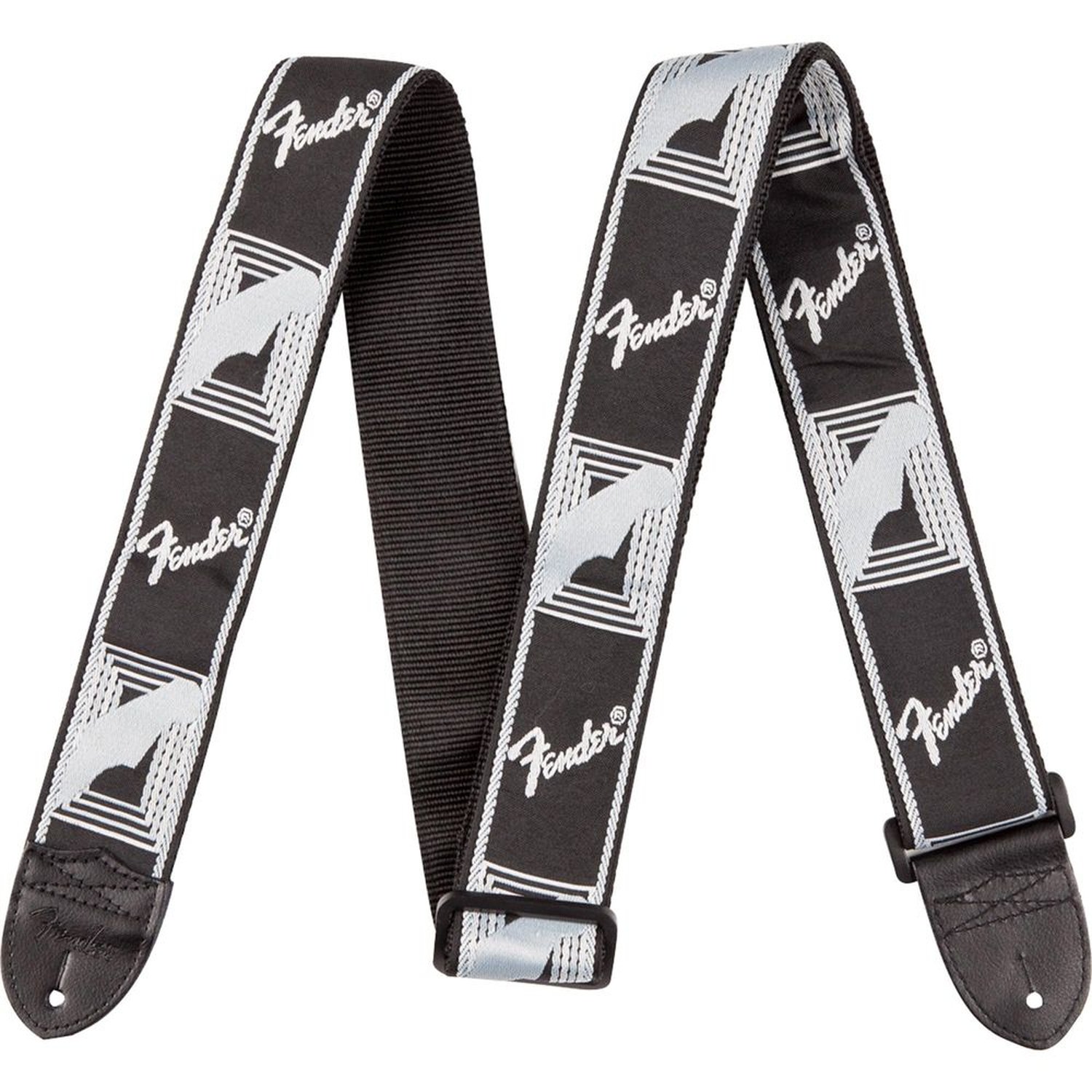 Correia para Instrumentos Nylon Monograma Preta Logo Branca FENDER Un.Venda: PC/1