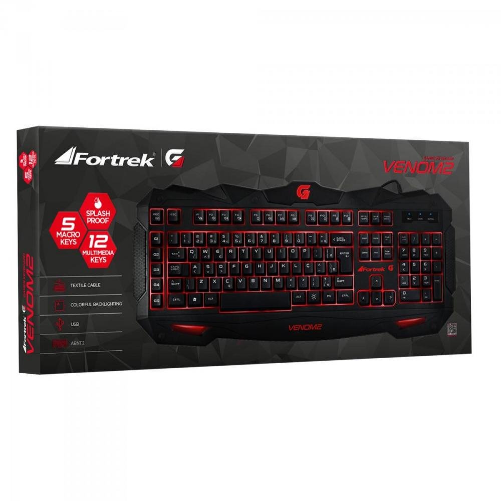 Teclado Gamer Multimídia SPIDER VENOM 2 GK-705 Preto/Vermelho FORTREK Un.Venda: PC/1