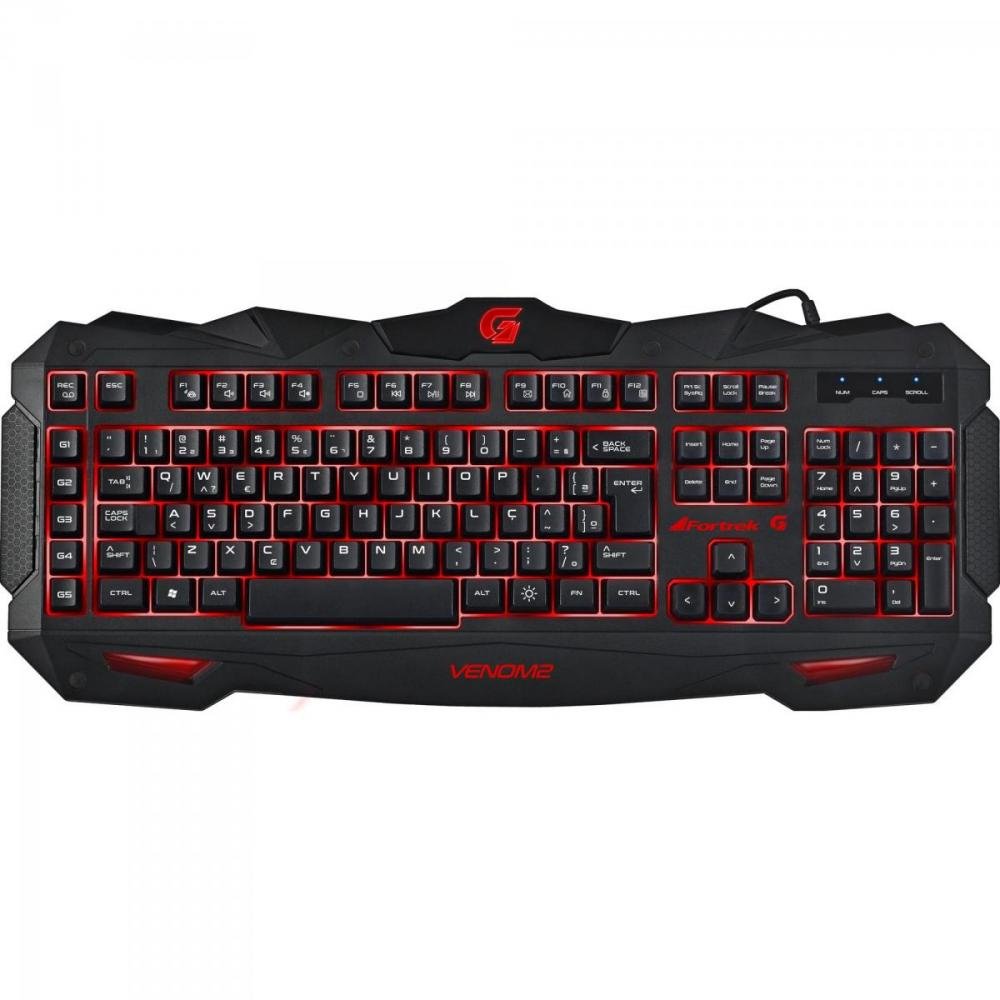 Teclado Gamer Multimídia SPIDER VENOM 2 GK-705 Preto/Vermelho FORTREK Un.Venda: PC/1