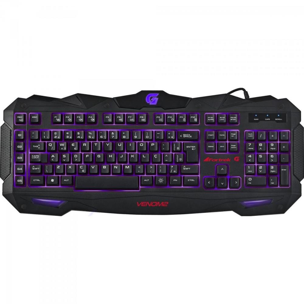 Teclado Gamer Multimídia SPIDER VENOM 2 GK-705 Preto/Vermelho FORTREK Un.Venda: PC/1