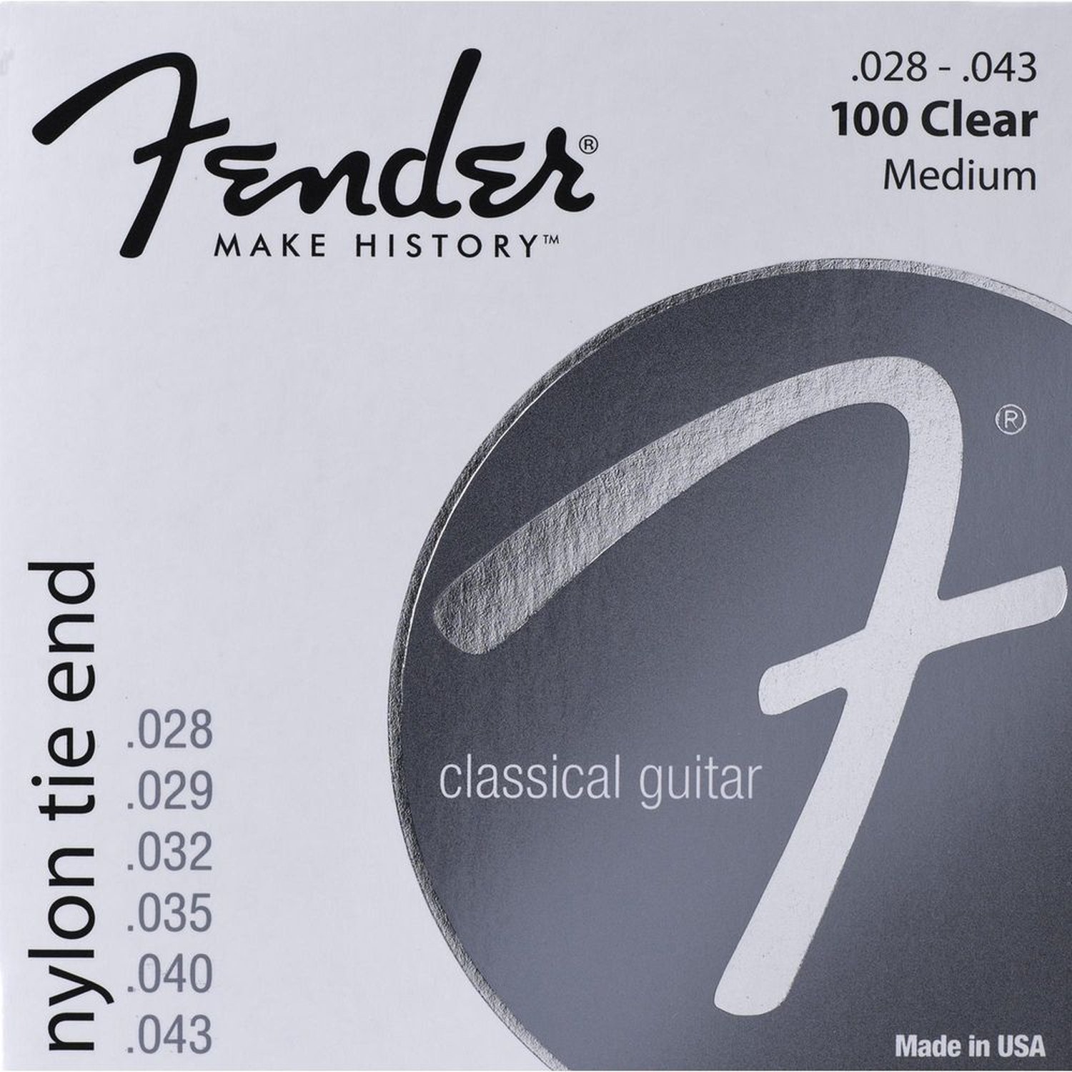 Encordoamento para Violão Nylon .028 100 CLEAR Prata Pura FENDER Un.Venda: PC/1