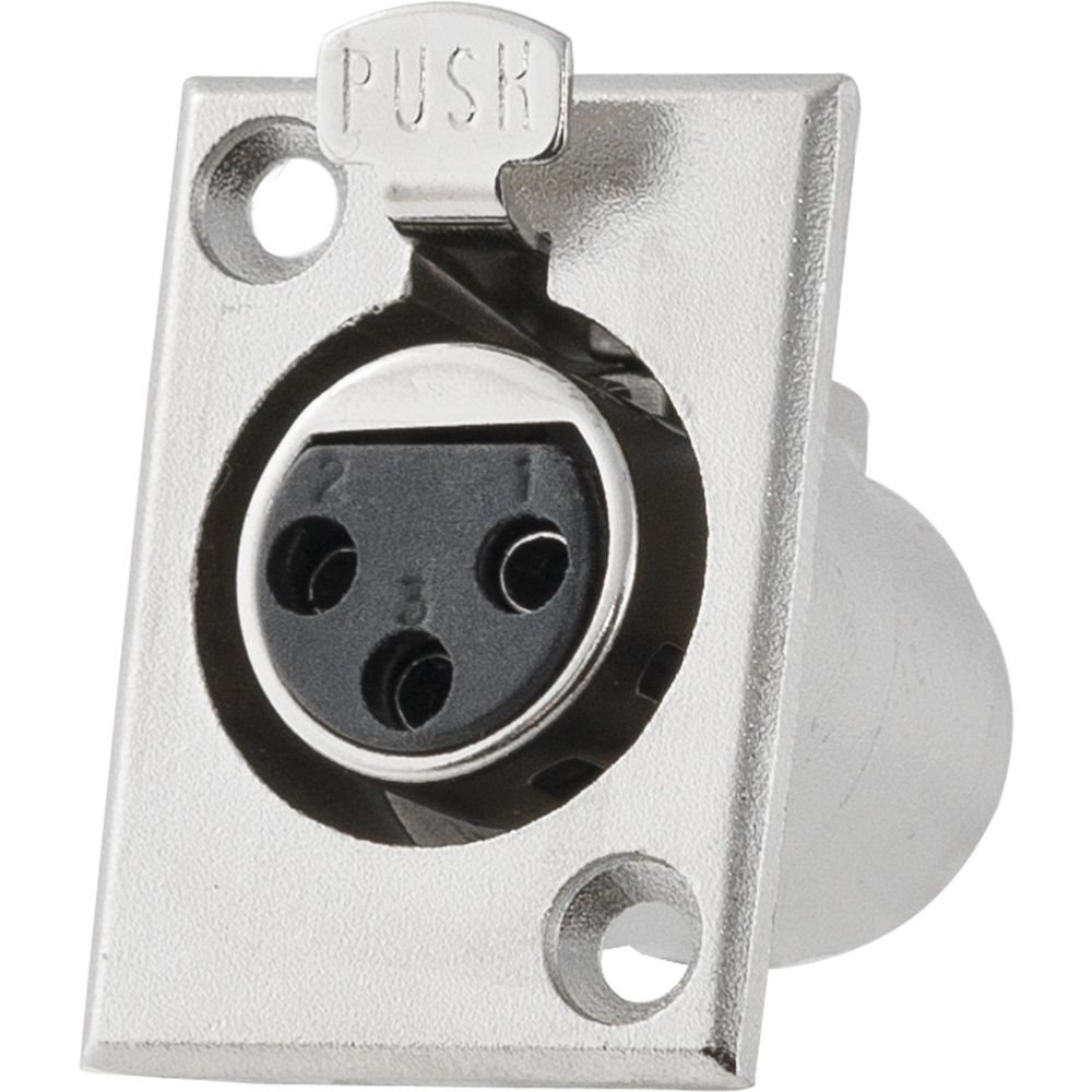 Conector XLR Fêmea Painel 3 Pólos com Trava Niquelado HX039F HYX Un.Venda: MVA/2