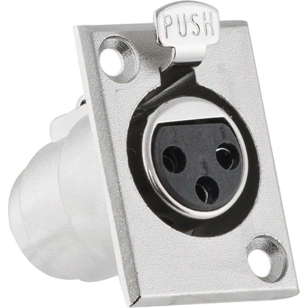 Conector XLR Fêmea Painel 3 Pólos com Trava Niquelado HX039F HYX Un.Venda: MVA/2