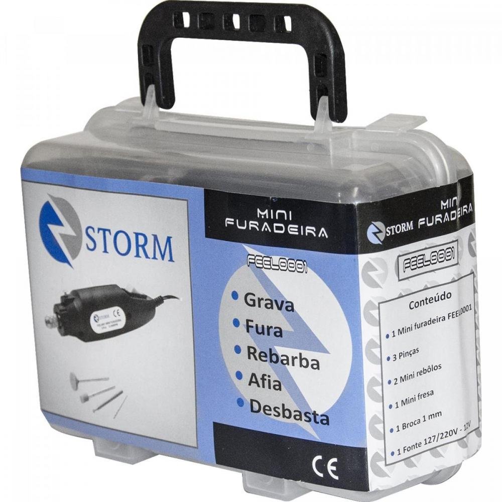 Mini Furadeira/Retífica com Maleta e Fonte Bivolt FEEL0001 GENÉRICO Un.Venda: PC/1