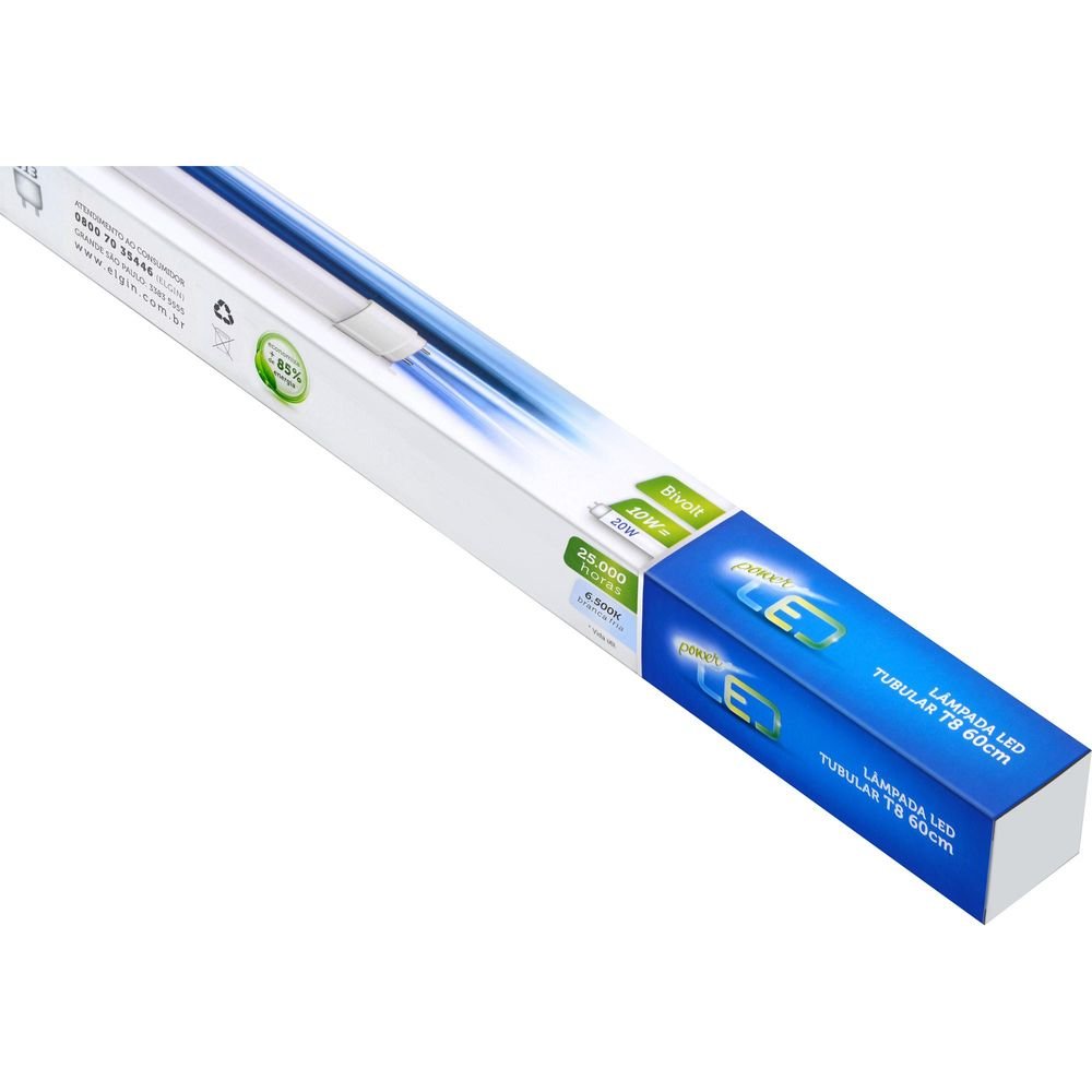 Lâmpada LED 10W Bivolt TUBULAR 6500K Branca Fria ELGIN Un.Venda: PC/1
