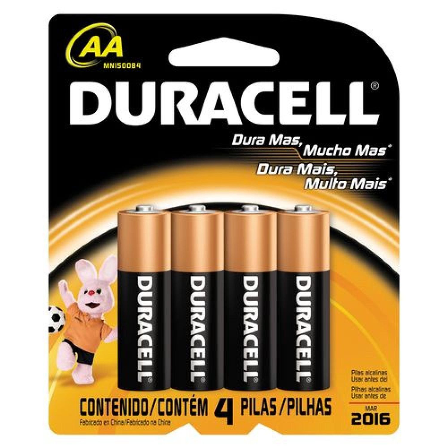 Pilha Duracell Alcalina AA MN1500 Un. Vendas: Caixa com 12 cartelas - Cada cartela contém 4 pilhas