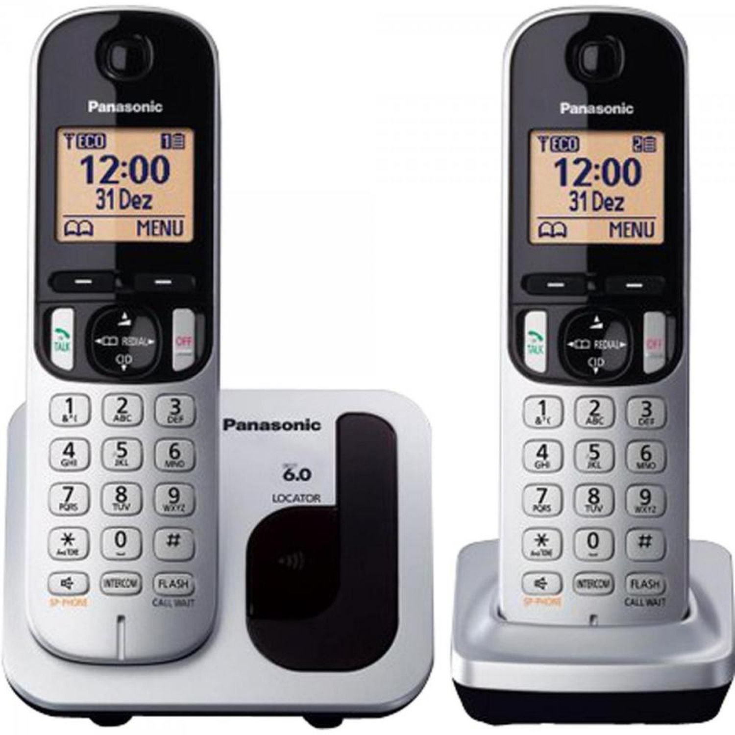 Telefone sem Fio com ID Base + Ramal KX-TGC212LB1 Cinza Panasonic
