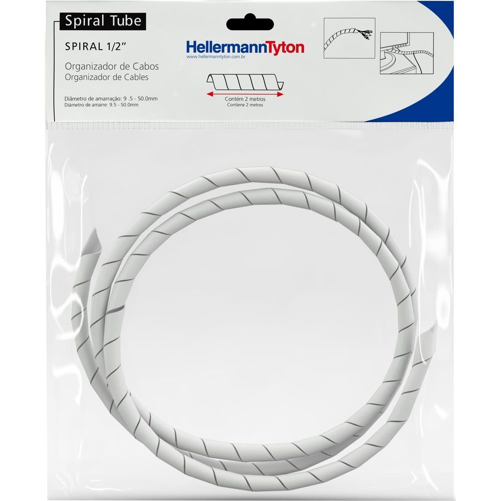 Fita Espiral para Organizador de Cabos 1" 2 Mts Branco HELLERMANN Un.Venda: PC/1