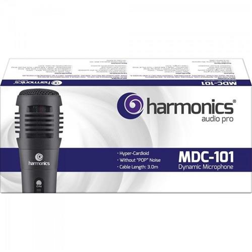 Microfone Dinâmico Supercardióide Cabo 3m MDC101 Preto HARMONICS Un.Venda: PC/1