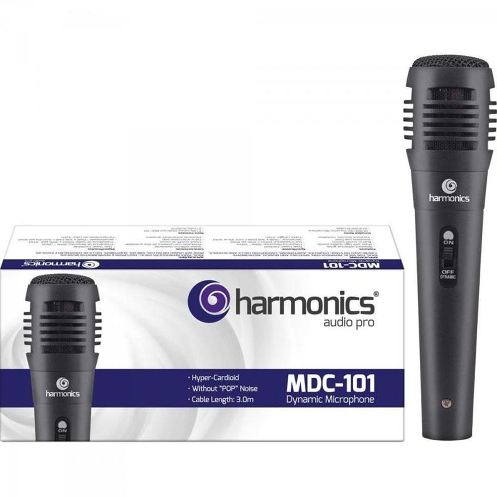 Microfone Dinâmico Supercardióide Cabo 3m MDC101 Preto HARMONICS Un.Venda: PC/1