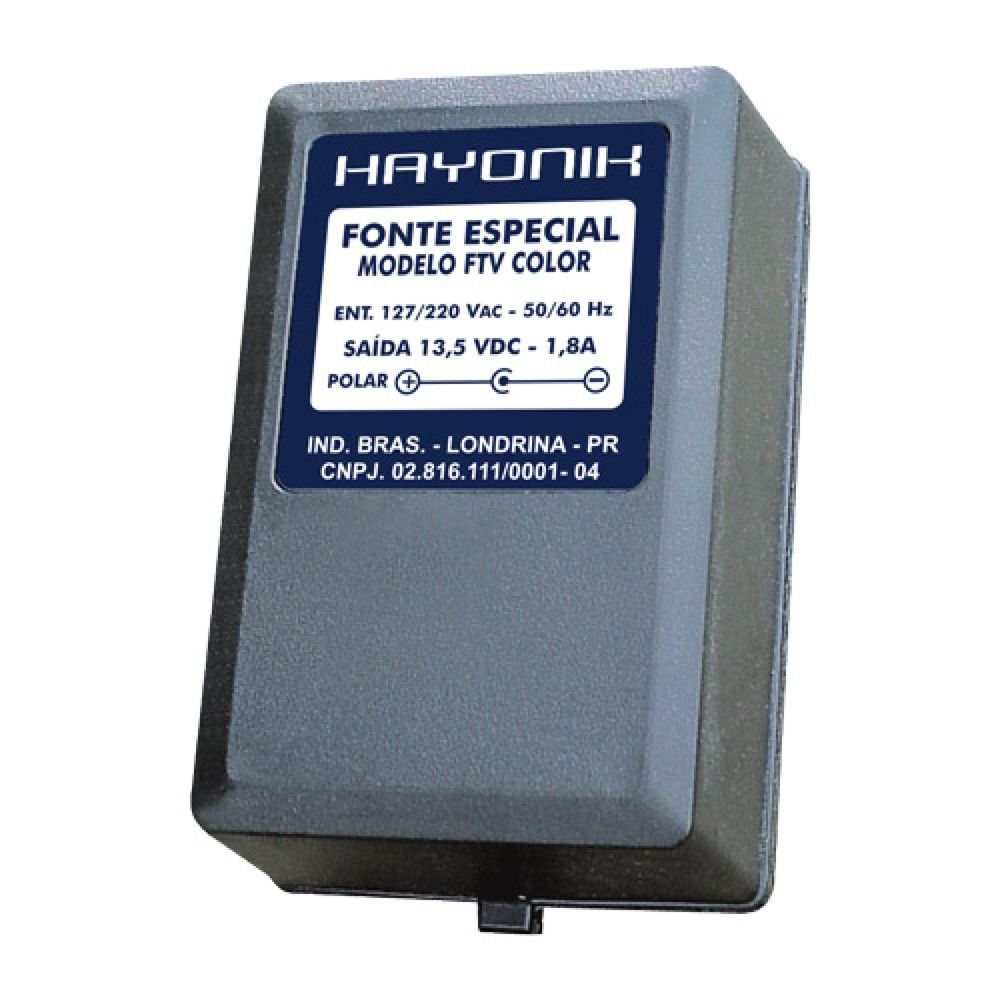 Fonte FTVCOLOR 13,5VDC 1,8A p/TV COLOR Plug C+ HAYONIK Un.Venda: PC/1