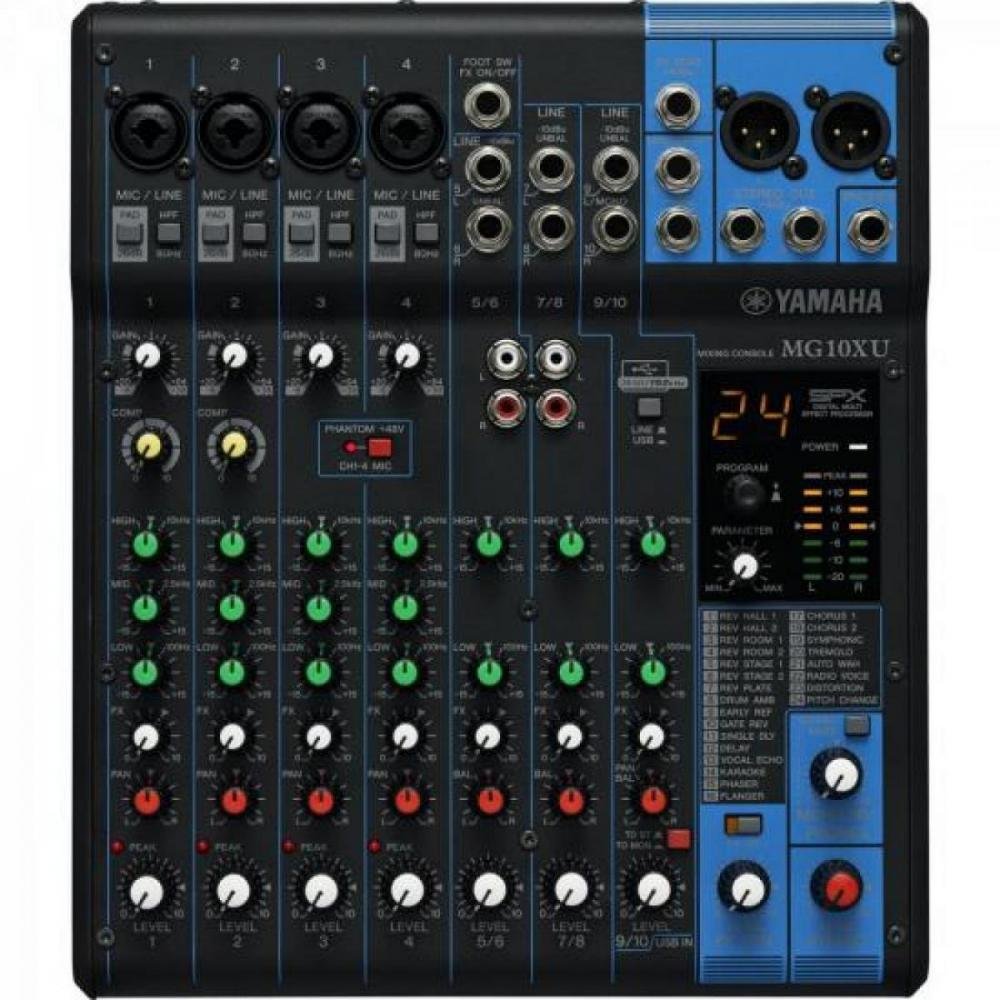 Mesa de Som Analógica 10 Canais MG10XU Preta YAMAHA Un.Venda: PC/1