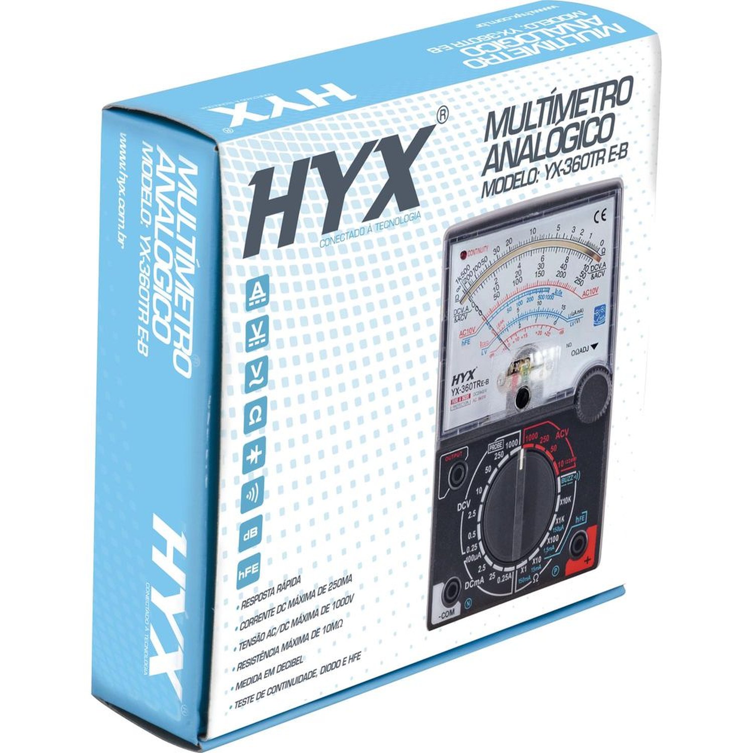 Multímetro Analógico YX360TR E-B Preto HYX Un.Venda: PC/1